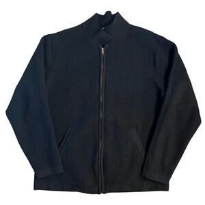 VTG Alfani Sweater Jacket 100% New Pure Wool Full-Zip Japan Black Unisex Large